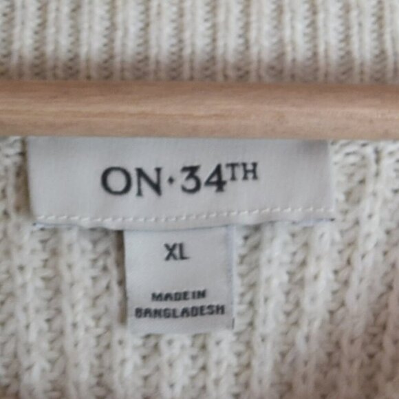 NWT ON 34th Ivory Ribbed Knit Sweater Size XL Minimalist Preppy Normcore Cozy - Picture 5 of 8